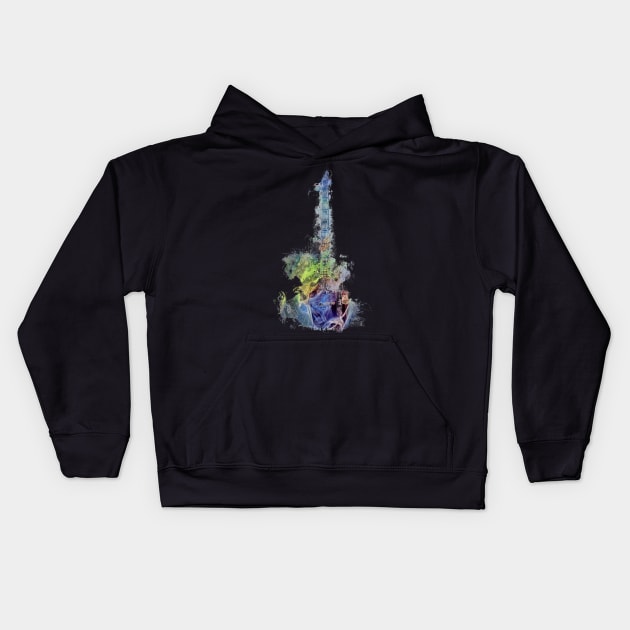 blue guitar Guitar Kids Hoodie by JBJart